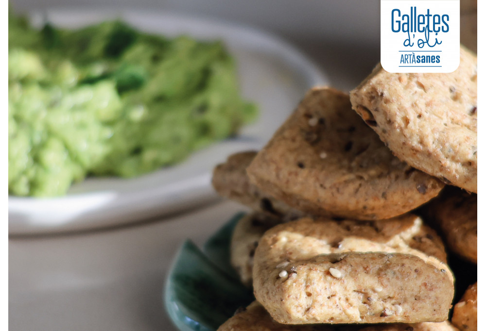 Recepta DIP de Guacamole amb les Galletes d'oli ARTÀsanes de Cereals i Llavors